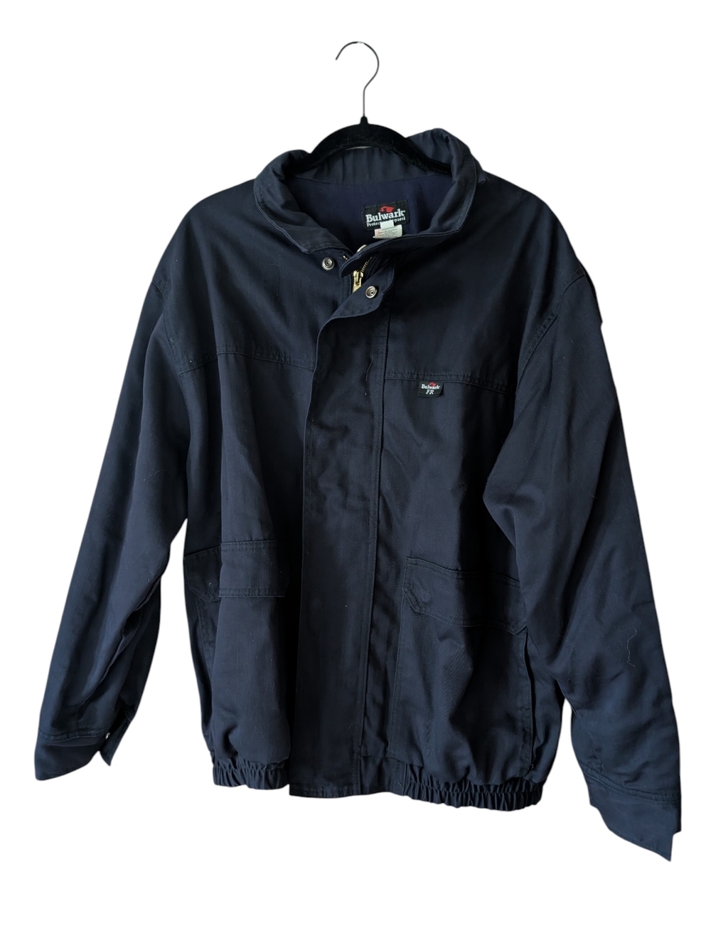 Bulwark FR Flame Resistant Navy Blue Heavy Duty Workwear Utility Coat Size Large